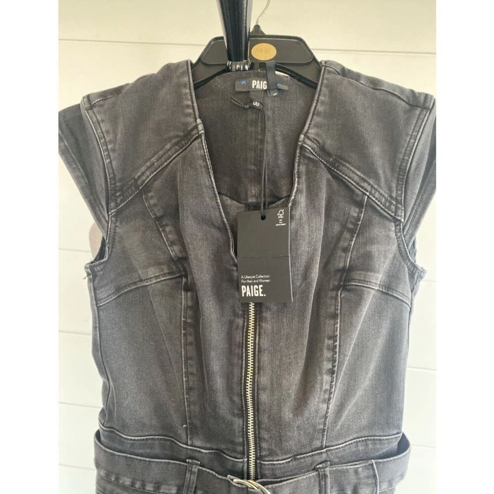 PAIGE Laurel Canyon belted denim jumpsuit Dark Twilight Size 00 NWT/001 - Picture 4 of 13